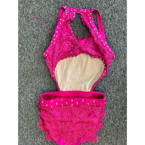 Dance Costume Weissman D12439 Large Child Pink Fringe Jazz Sequin - Picture 6 of 6